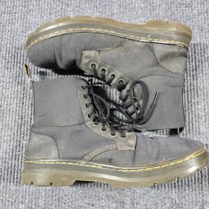 Dr. Martens Combs Boots Mens 12 Black‎ Green Canvas Combat Lace Up Lightweight